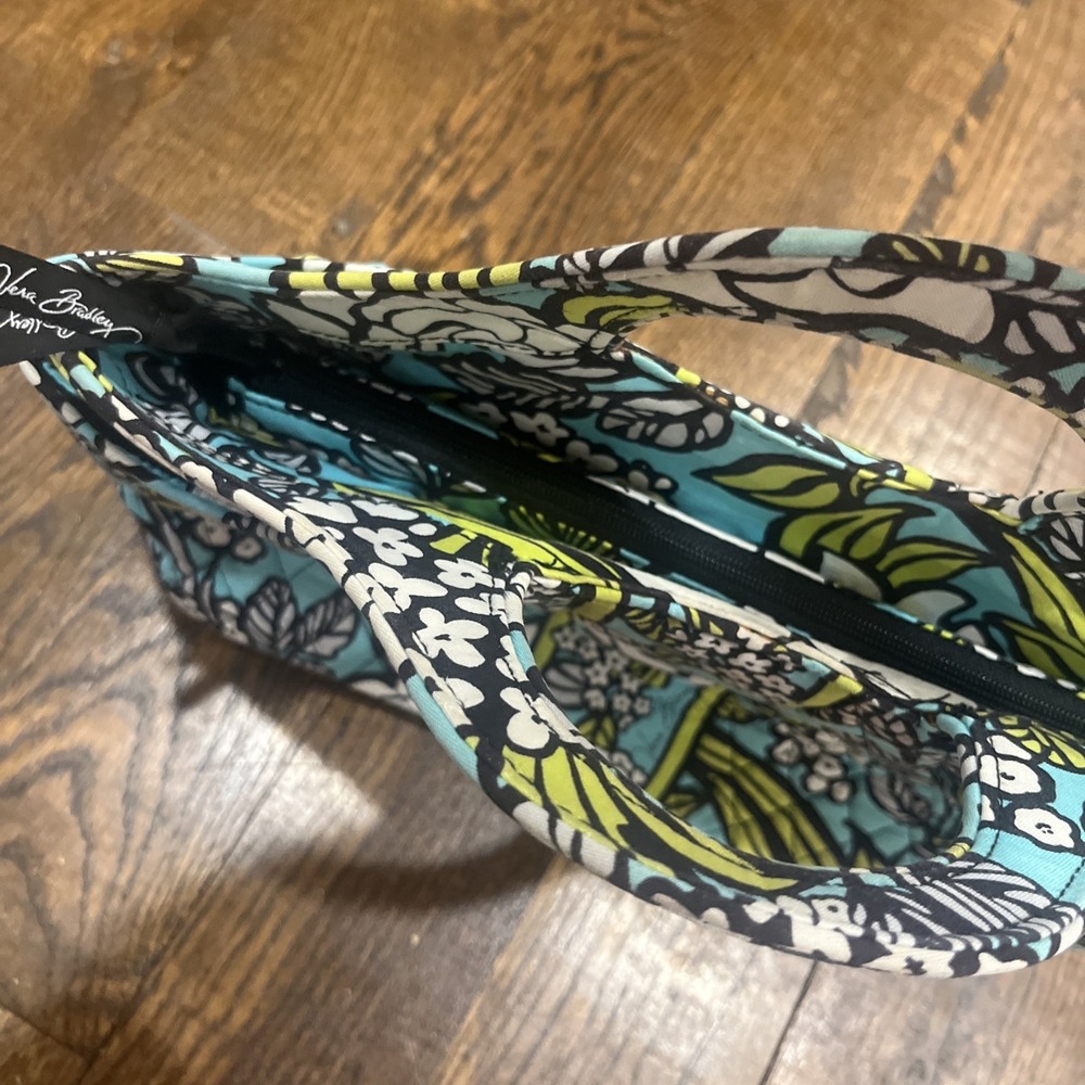 Vera Bradley Abby Purse Handbag Satchel Island Blooms Aqua Blue Floral RETIRED - Picture 6 of 8